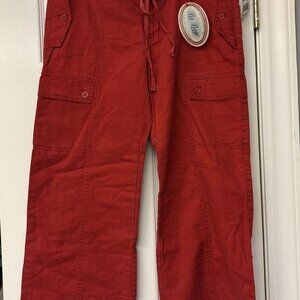 NWT BeBop Capri Cropped Pants Red Size 9. Pockets. Casual. Tie/button Waist